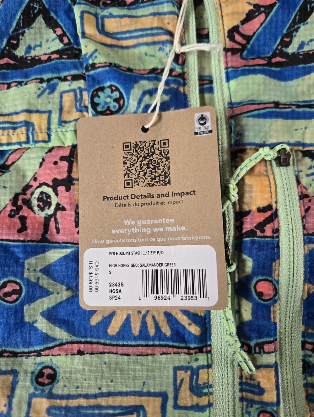 Patagonia Multicolor Geo-Print 1/2 Zip Pullover in Aqua, Pink Size Small Nwt Lo - Picture 2 of 4